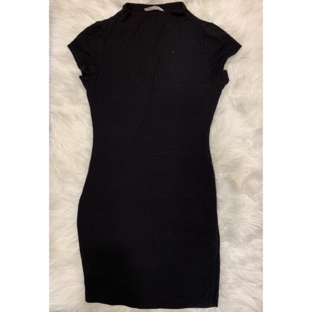 Black mock neck t-shirt mini dress